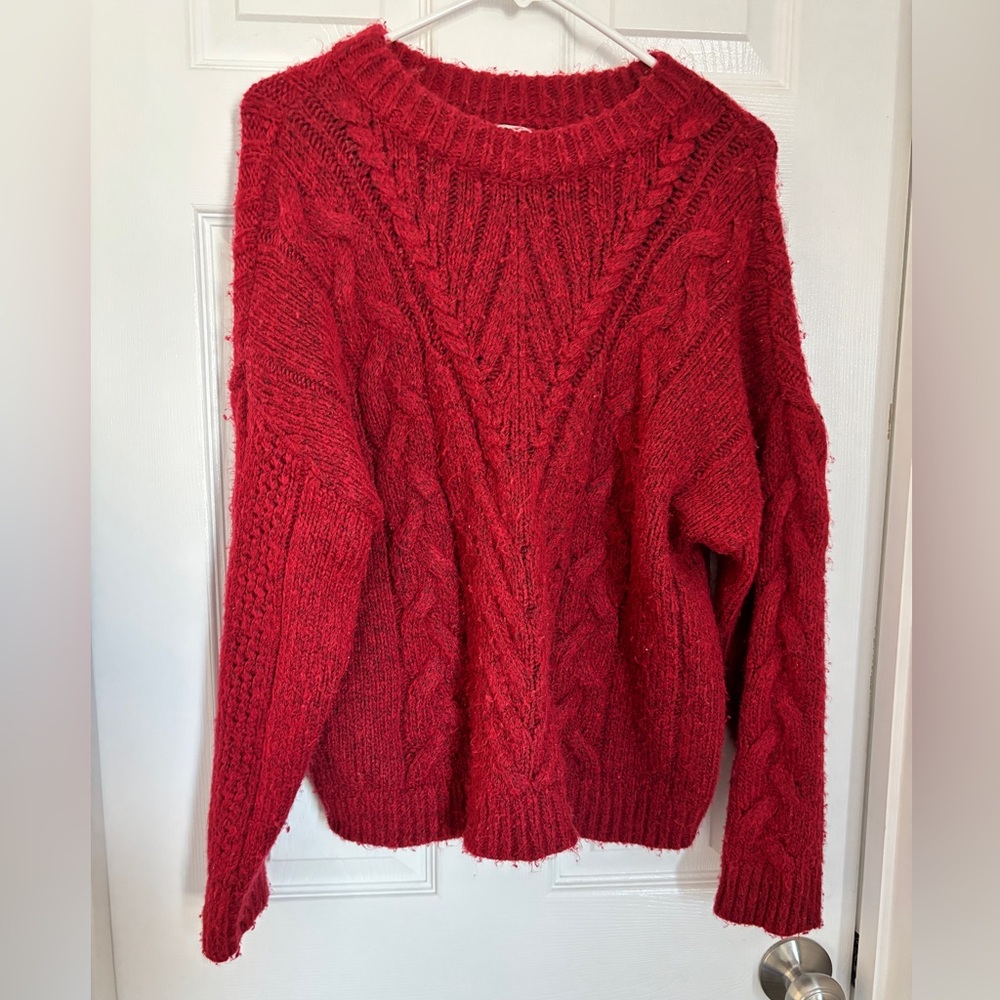 a new day Vibrant Red Cable Knit Sweater